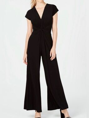 Vince Camuto Black Wide-Leg Jumpsuit with Cinched Waist